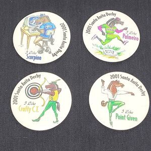 Vtg 2001 Santa Anita Derby Buttons Lot of 4